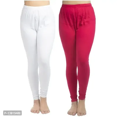 Blended Women's Altra Soft Chudidar Leggings Pack of 2 (White,Red)