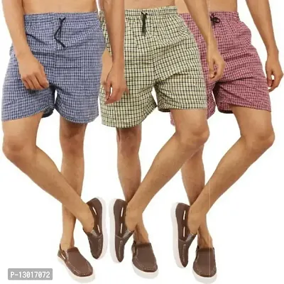 Kokal Men's Cotton Blend Regular Printed Boxer Shorts Pack of 3 (Size-M)