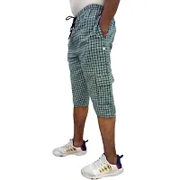 Men's Cotton Checkered Printed Three Fourth Capri Shorts (XX-Large, Red : Blue : Green)-thumb2