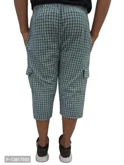 Fabus Men's Cotton Checkered Multicoloured 3/4th Capri Shorts Combo of 3, Size -XL-thumb5