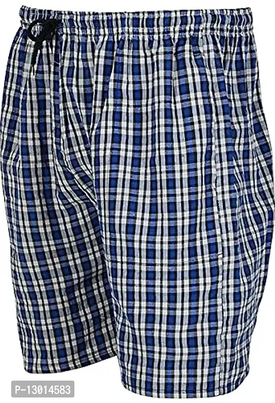 Le Monde Cotton Checkered Boxers for Men, Shorts Checks (Set of one) Blue. XL