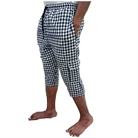 Men's Cotton Checkered Printed 3/4 Capri, Shorts, Red- Pack-of -1 (2XL, Black)-thumb2