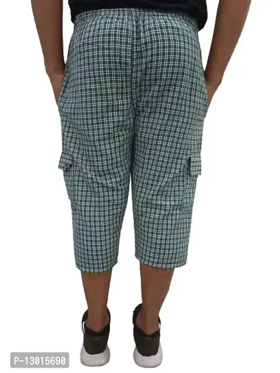Men's Cotton Checkered Printed 3/4 Capri, Shorts,(Pack-of -2)-thumb2