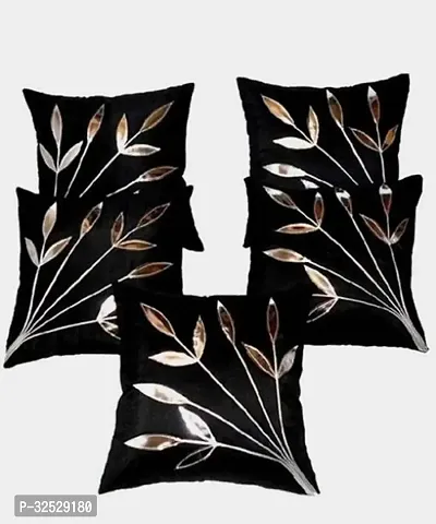 Fazar Creations Dupion Silk Cushions Cover (Pack of 5 40 cm*40 cm Black)-thumb0