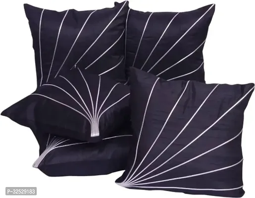 Fazar Creations Dupion Silk Cushions Cover (Pack of 5 40 cm*40 cm Black)