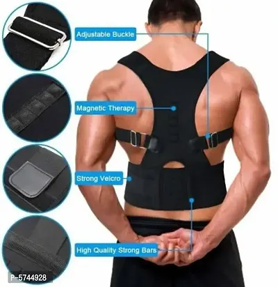Magnetic Therapy Posture Corrector Shoulder Belt Back PainRelief  Abdomen Support Back  Abdomen Support (Black Color)-thumb0
