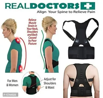 Magnetic Therapy Posture Corrector Shoulder Belt Back PainRelief  Abdomen Support Back  Abdomen Support (Black Color)-thumb4