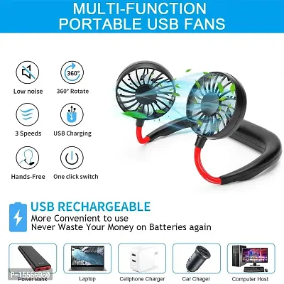 My Machine Portable Neck Fan Hand Free Wearable Portable Neckband Mini Fan Lazy Neck Hanging Cooling Mini Fan USB Rechargeable Neckband Fan for Kitchen Traveling Outdoor Office (Multicolour)-thumb3