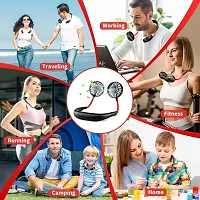 My Machine Portable Neck Fan Hand Free Wearable Portable Neckband Mini Fan Lazy Neck Hanging Cooling Mini Fan USB Rechargeable Neckband Fan for Kitchen Traveling Outdoor Office (Multicolour)-thumb4
