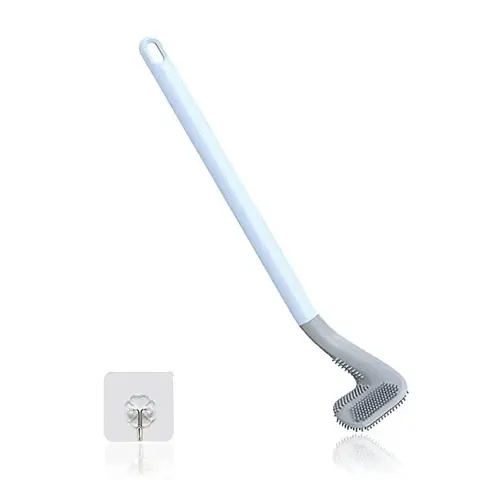 Silicon Toilet Cleaning Brush with Slim No-Slip Long Handle