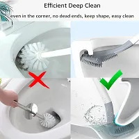 My Machine Silicon Indian and Western Toilet Cleaning Brush with Slim No-Slip Long Handle, Flex Toilet Brush Anti-Drip Set, 360 Degree Deep Golf Head Brush Toilet - Bathroom Cleaning Brush (Multicolor-thumb2
