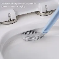 My Machine Silicon Indian and Western Toilet Cleaning Brush with Slim No-Slip Long Handle, Flex Toilet Brush Anti-Drip Set, 360 Degree Deep Golf Head Brush Toilet - Bathroom Cleaning Brush (Multicolor-thumb3