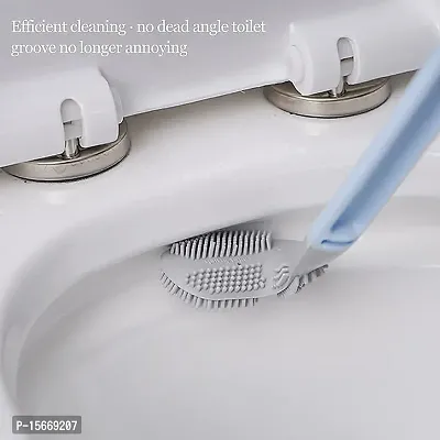 My Machine Silicon Indian and Western Toilet Cleaning Brush with Slim No-Slip Long Handle, Flex Toilet Brush Anti-Drip Set, 360 Degree Deep Golf Head Brush Toilet - Bathroom Cleaning Brush (Multicolor-thumb4