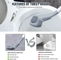 My Machine Silicon Indian and Western Toilet Cleaning Brush with Slim No-Slip Long Handle, Flex Toilet Brush Anti-Drip Set, 360 Degree Deep Golf Head Brush Toilet - Bathroom Cleaning Brush (Multicolor-thumb1