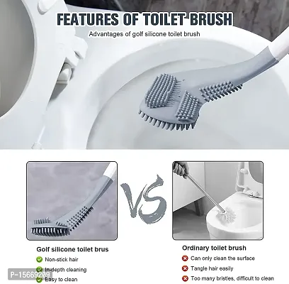 My Machine Golf Toilet Brush Golf Brush Head Toilet Cleaner Brush 360 Flexible Deep Cleaning Silicone Toilet with Wall Hooks Sticky Hooks-thumb4