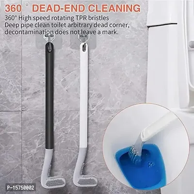 My Machine (Pack of 2) Silicon Toilet Cleaning Brush with Slim No-Slip Long Handle, IndianWestern Toilet Brush Anti-Drip Set, 360 Degree Deep Golf Head Brush Toilet - Bathroom Cleaning Brush-thumb5