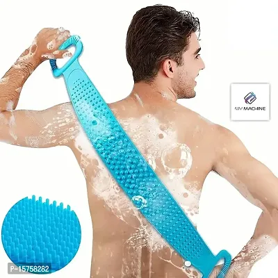 My Machine Silicone Body Back Scrubber, Double Side Bathing Brush for Skin Deep Cleaning Massage, Dead Skin Removal Exfoliating Belt for Shower, Easy to Clean, Lathers Well for Men  Women (Multicolor