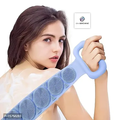 My Machine Silicone Body Back Scrubber Double Side Bathing Brush for Skin Deep Cleaning Massage, Dead Skin Removal Exfoliating Belt for Shower, Easy to Clean, Lathers Well for Men  Women