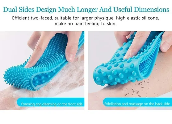 Bath Brush Double Side Silicone Massage Brush Back Shower Cleaning