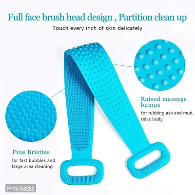 My Machine Silicone Body Back Scrubber Double Side Bathing Brush for Skin Deep Cleaning Massage, Dead Skin Removal Exfoliating Belt for Shower, Easy to Clean, Lathers Well for Men  Women-thumb3