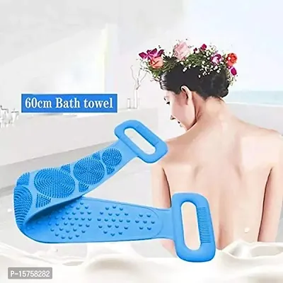 My Machine Silicone Body Back Scrubber, Double Side Bathing Brush for Skin Deep Cleaning Massage, Dead Skin Removal Exfoliating Belt for Shower, Easy to Clean, Lathers Well for Men  Women (Multicolor-thumb4