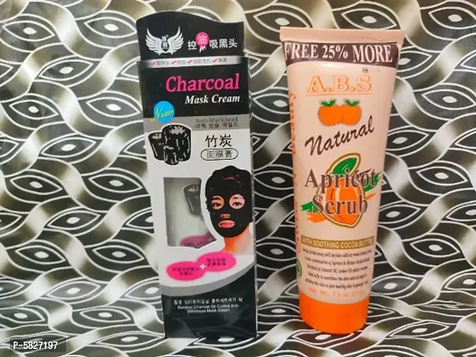 CHALRCOAL PEEL OFF MASK CREAM (130g)WITH A.B.S NATURAL APRICOT SCRUB (212g)COMBO-thumb0