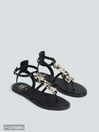 Elegant Black Rubber  Sandals For Women