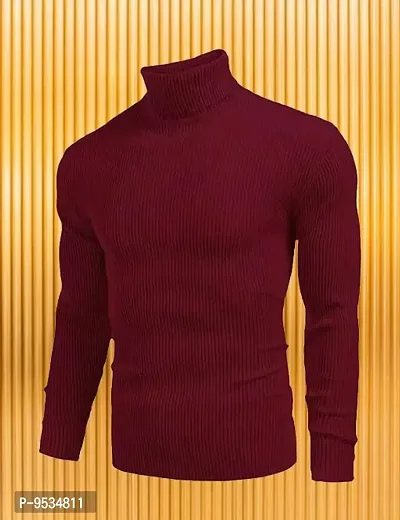 STYLISH HI NECK SWEAT Sweaters Mehroon-thumb0