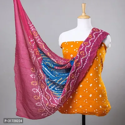 Stylish Orange Cotton Solid Dress Material with Dupatta For Women