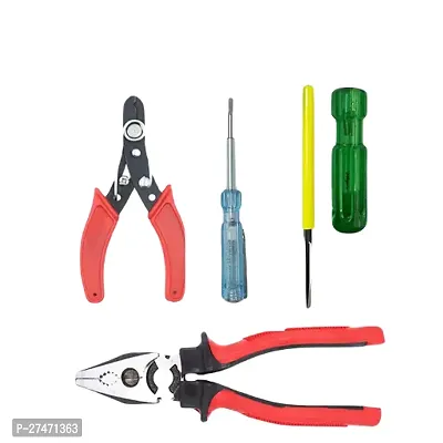 Snoktool Set Of 4 Pieces Combination Plier Wire Stripper Line Tester And 2In1 Screwdriver