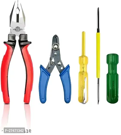 Snoktool Combo Set Of 4 Pieces Combination Plier, Wire Stripper, 2In1 Screwdriver And Line Tester