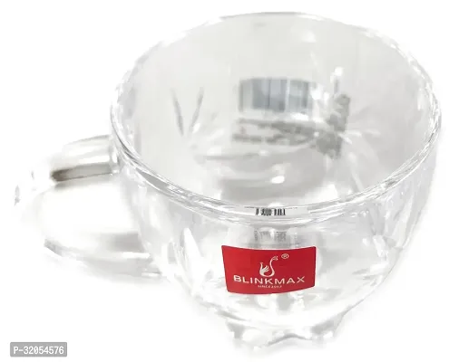 Transparent Flower Design Tea Cup Coffee Cup Made of Crystal Clear Glass 155 ml Set of 1-thumb2