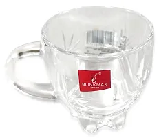 Transparent Flower Design Tea Cup Coffee Cup Set of 2 Made of Crystal Clear Glass 155 ml-thumb1