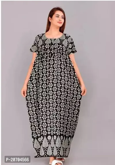 Women Cotton Regular Jaipuri Printed Comfortable Maxi Kaftan Nighties Nightdress-thumb0