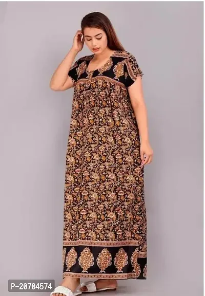Women Cotton Regular Jaipuri Printed Comfortable Maxi Kaftan Nighties Nightdress-thumb0