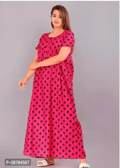 Women Cotton Regular Jaipuri Printed Comfortable Maxi Kaftan Nighties Nightdress-thumb0