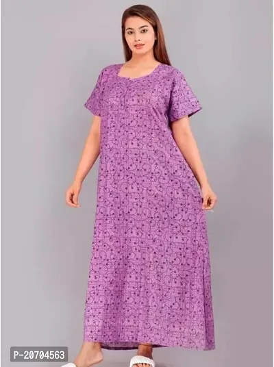 Women Cotton Regular Jaipuri Printed Comfortable Maxi Kaftan Nighties Nightdress-thumb0