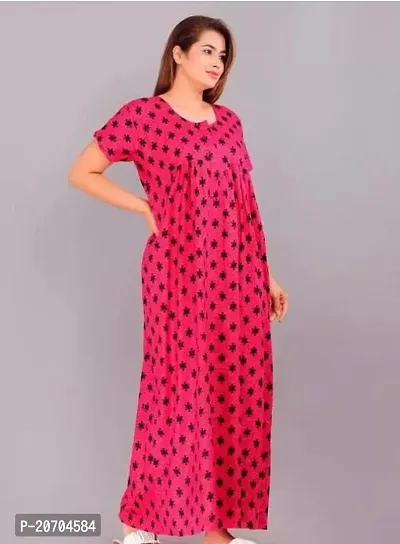 Women Cotton Regular Jaipuri Printed Comfortable Maxi Kaftan Nighties Nightdress-thumb0