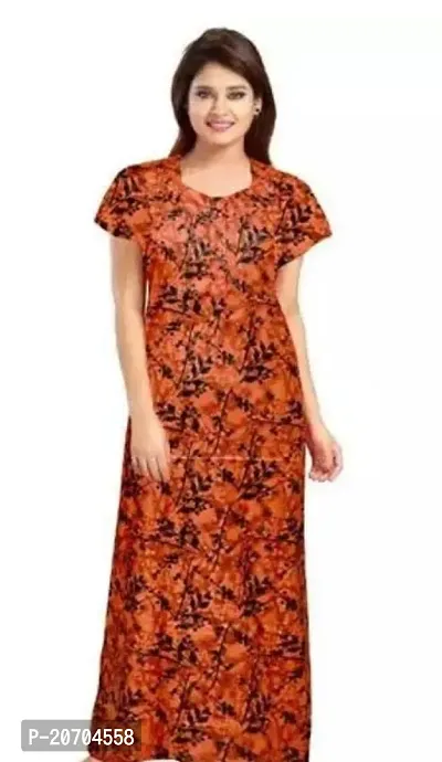 Women Cotton Regular Jaipuri Printed Comfortable Maxi Kaftan Nighties Nightdress-thumb0