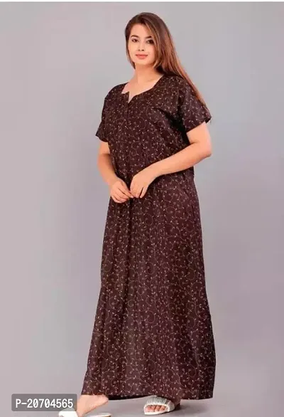 Women Cotton Regular Jaipuri Printed Comfortable Maxi Kaftan Nighties Nightdress-thumb0