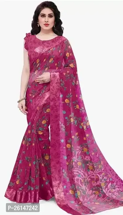 Elegant Maroon Printed Georgette Saree with Blouse piece For Women