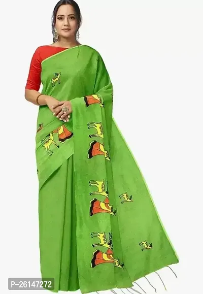 Elegant Green Printed Georgette Saree with Blouse piece For Women