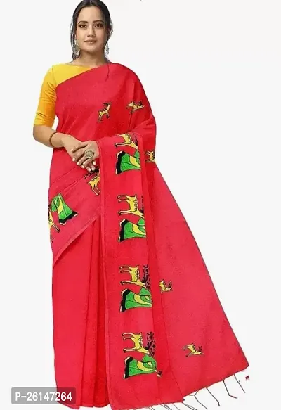 Elegant Red Printed Georgette Saree with Blouse piece For Women-thumb0