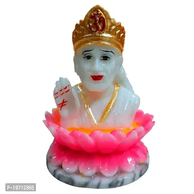 Premium Quality Handmade Shree Sai Polyresin Marble Idol For Home Office Decor - Sai Baba Staue For Car Dashbaord - God Sai Marble Murti For Living Room Home Decor