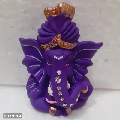 Premium Quality Handmade Polystone Pagdi Nug Ganesha Idol Figurine For Car Dashboard, Cute Stone Beaded Showpiece Statue Of Lord Ganpati For Home And Office Decor, Red