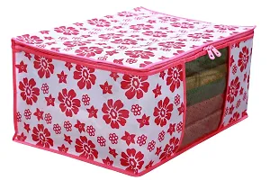 Printed Non-Woven Saree Cover | Cloth Storage | Organizer With Transparent Window | Saree Covers For Storage|aree Packing Covers For Wedding (Pink  White)-thumb3