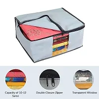 Printed Non-Woven Saree Cover | Cloth Storage | Organizer With Transparent Window | Saree Covers For Storage|aree Packing Covers For Wedding (Blue)-thumb2