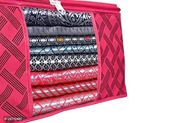 Printed Non-Woven Saree Cover | Cloth Storage | Organizer With Transparent Window | Saree Covers For Storage|aree Packing Covers For Wedding (Red)-thumb4