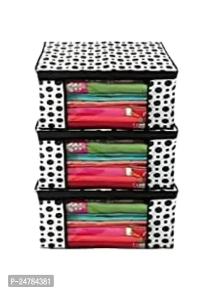 Sway Zone Polka Dots Printed Cloth Organiser Storage Bag, Non-Woven Wardrobe Clothing Covers with Zip | Multicolor | Pack of 4