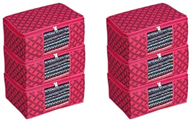 Non-Woven Saree Cover | Cloth Storage | Organizer With Window | Saree Covers For Storage|aree Packing Covers For Wedding (Red)